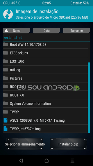 TWRP instalação rom zenfone 3 max