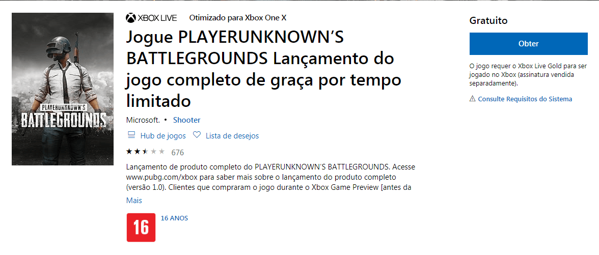 Alerta de Oferta! PUBG Está Grátis Para XBox!