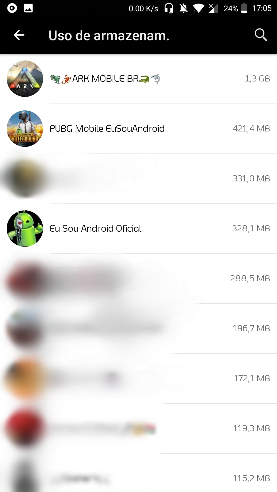 Verifique seu espaço de armazenamento do WhatsApp
